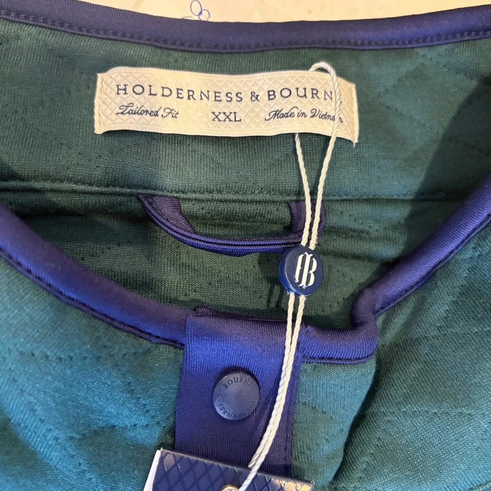 Holderness & Bourne The Sullivan Quilted Pullover XXL Pine Navy Golf Pullover